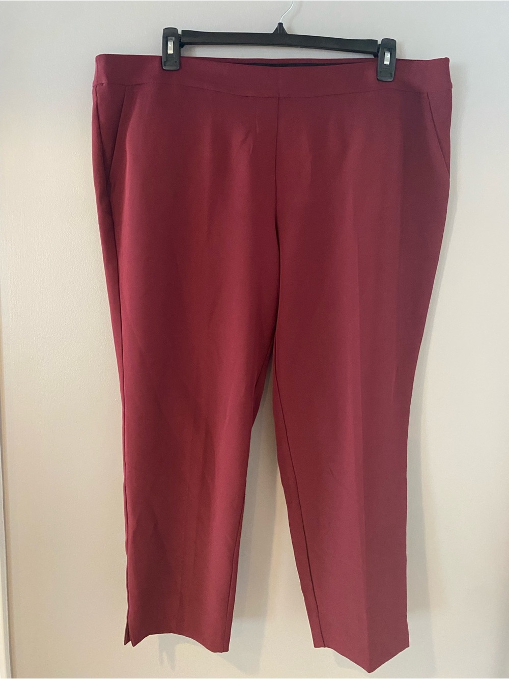 Roz & Ali Burgundy Cropped Pull-On Dress Pants